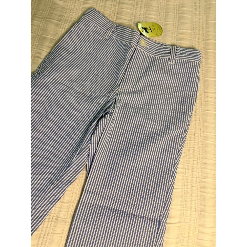 E-Land Kids Blue White Seersucker Striped Dress Pants Size 10 NWT 3610-804/L